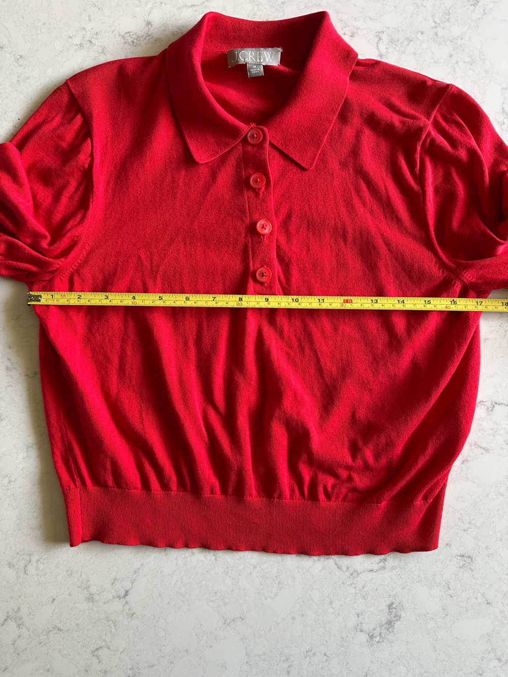 J. Crew Bright Red Short-Sleeve Polo Cardigan - Picture 4 of 5